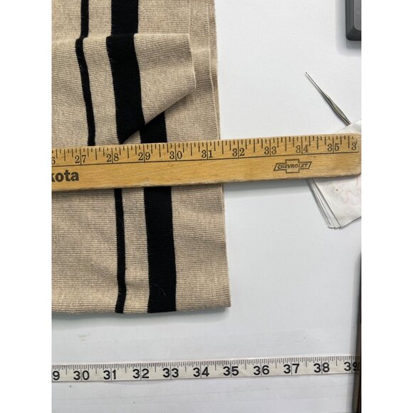 Calvin Klein Open Front Cardigan Size Medium Black Cream Striped Long Sleeve - Picture 6 of 6